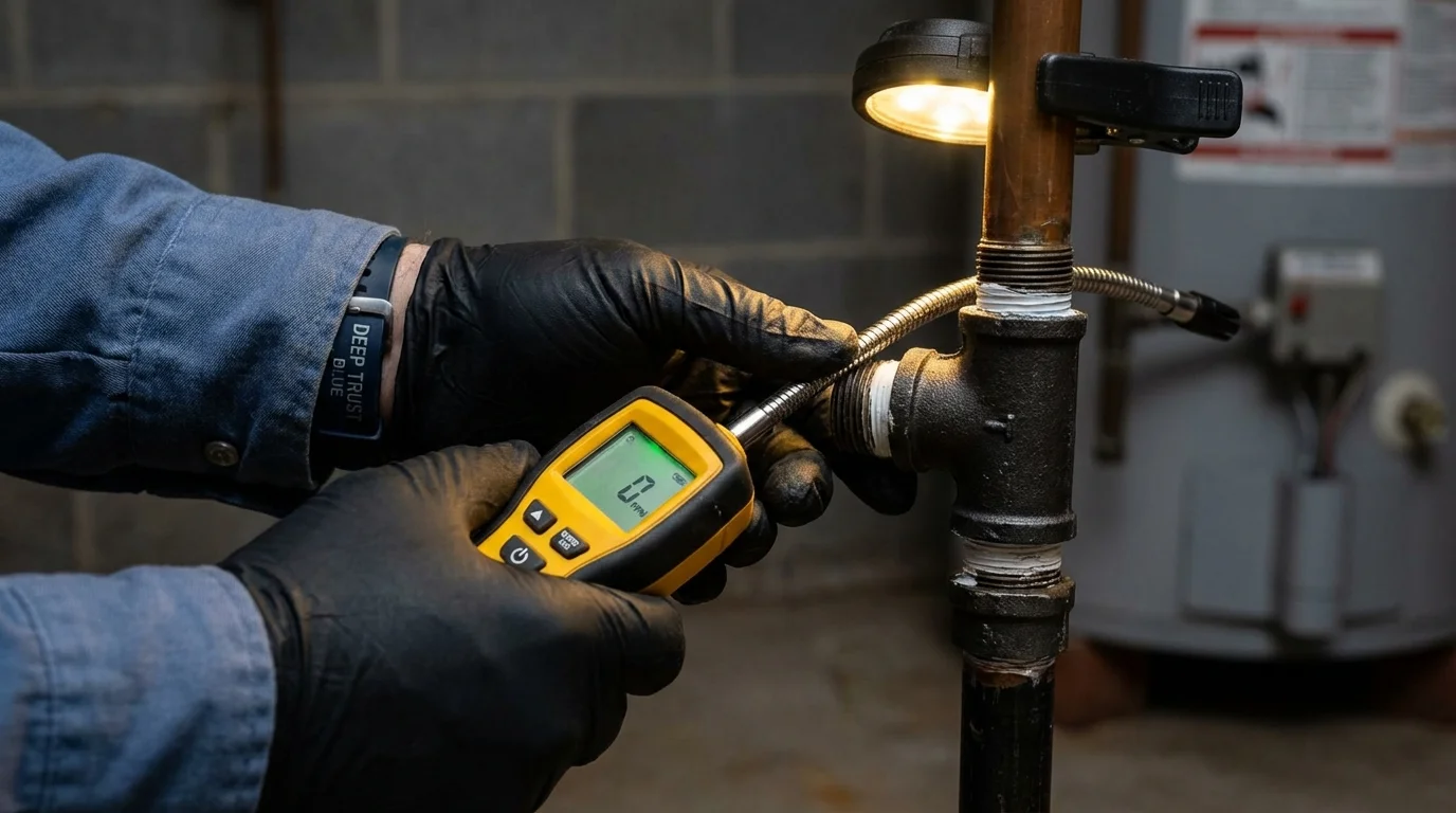 Gas leak detection with electronic sniffer by Johns Plumbing LLC in Fort Loramie