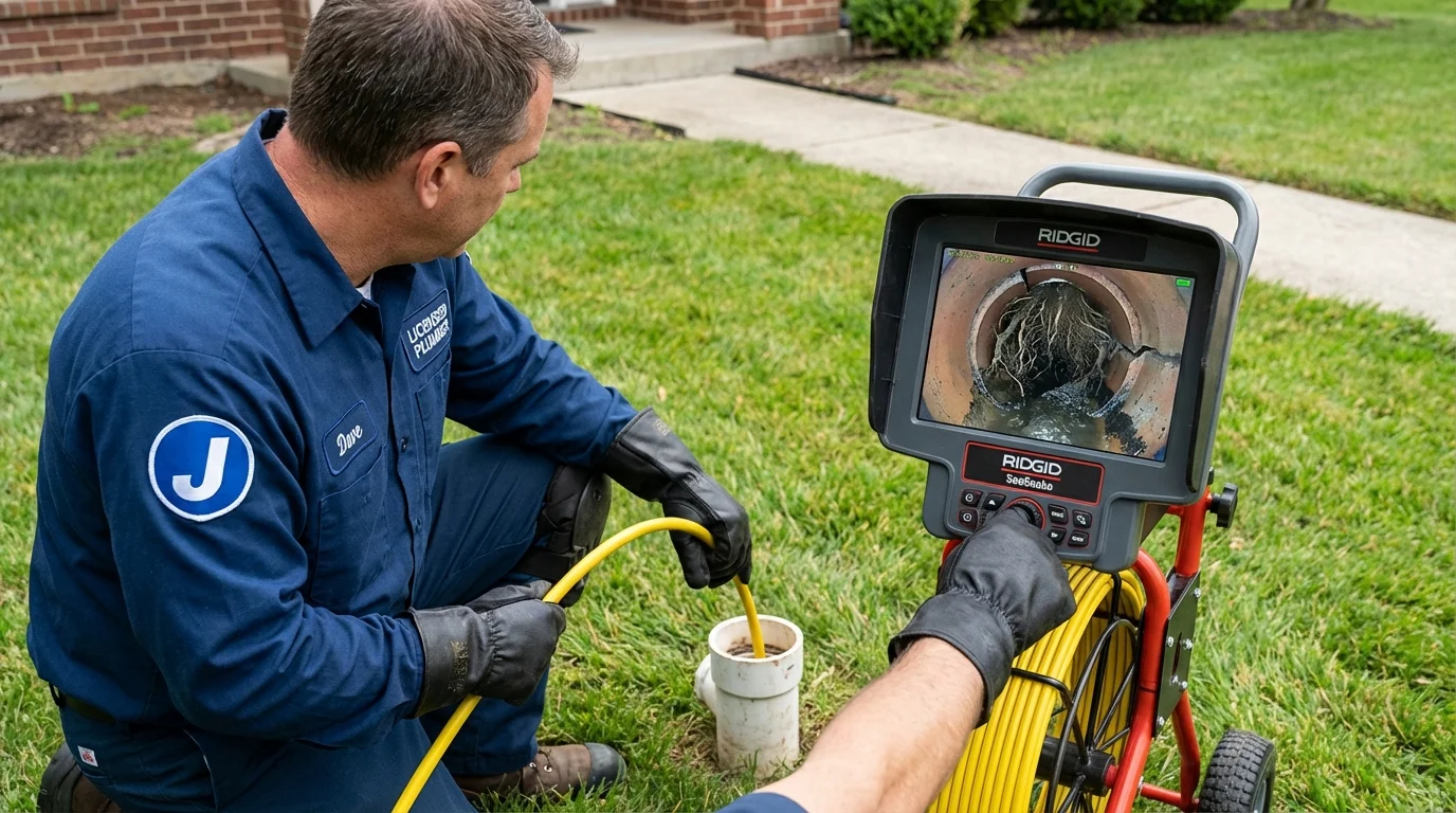 Sewer camera inspection being performed by Johns Plumbing LLC in Fort Loramie